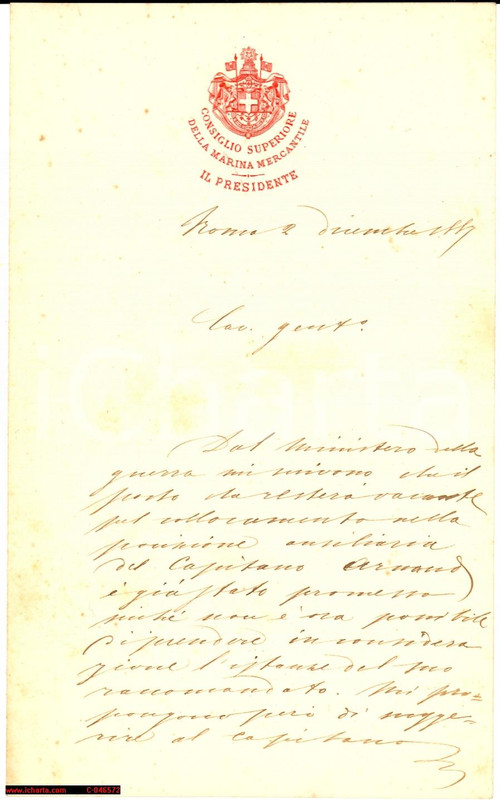 1887 Un posto al Ministero On. Paolo BOSELLI Autografo 1887 Un posto al Ministero On. Paolo BOSELLI Autografo
